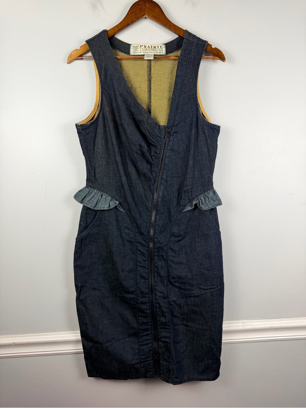 Prairie underground steampunk denim peplum knee length dress size medium